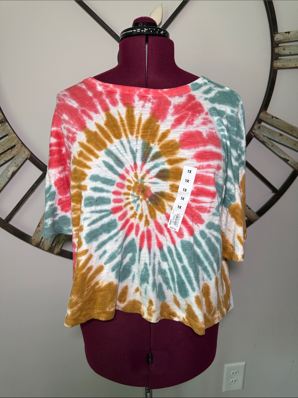 SO Tie-Dye Spiral Short Sleeve Top - Multicolor